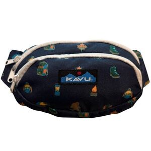KAVU | Canvas Spectator Navy Camp Sasquatch Campfire Double Zipper Belt Bag